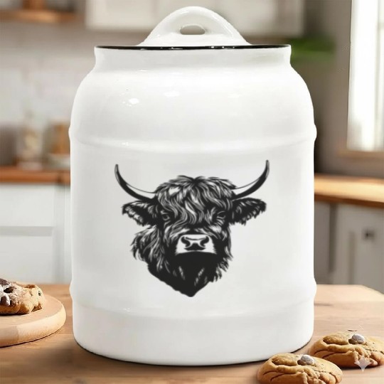 Scottish Highland Cow Ceramic Cookie Jars
