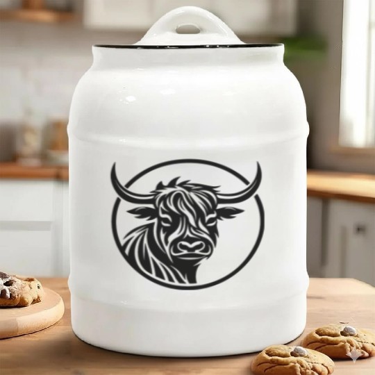 Scottish Highland Cow Ceramic Cookie Jars