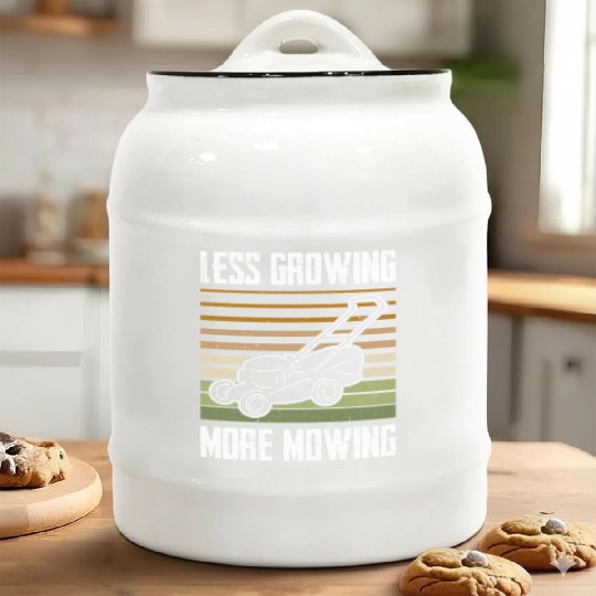 Lawn Mowing Lawn Mower Gardener Gardening Ceramic Cookie Jars