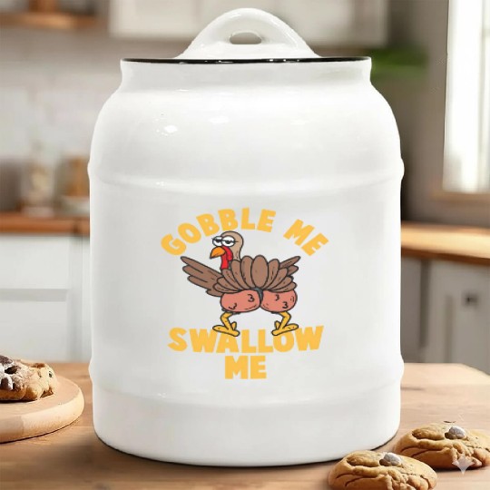 Twerking Turkey Gobble Me Swallow Me Thanksgiving Ceramic Cookie Jars