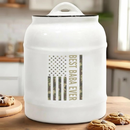Best Baba Ever Us American Flag Camo For Fathers Ceramic Cookie Jars