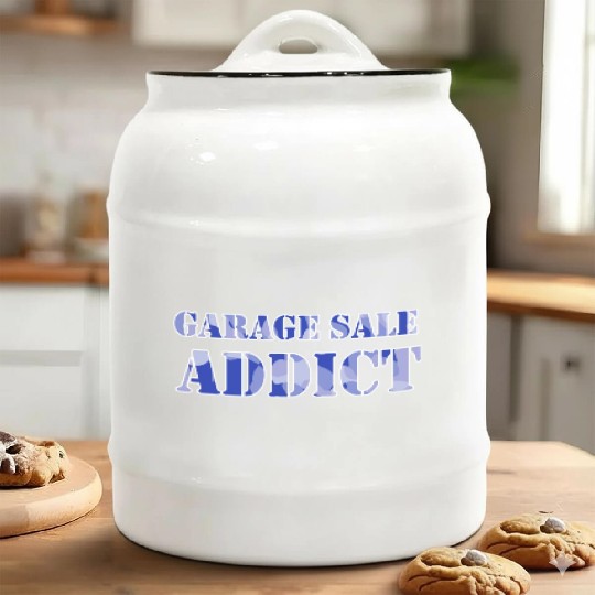 Garage Sale Addict blue camo Ceramic Cookie Jars