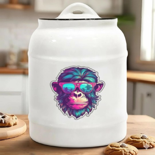 Miami Sunglass Monkey - Embrace the Sun Ceramic Cookie Jars