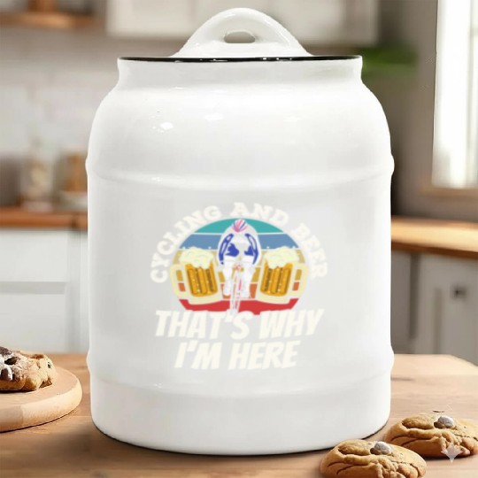 Cycling And Beer That's Why I'm Here Bike Race Ceramic Cookie Jars