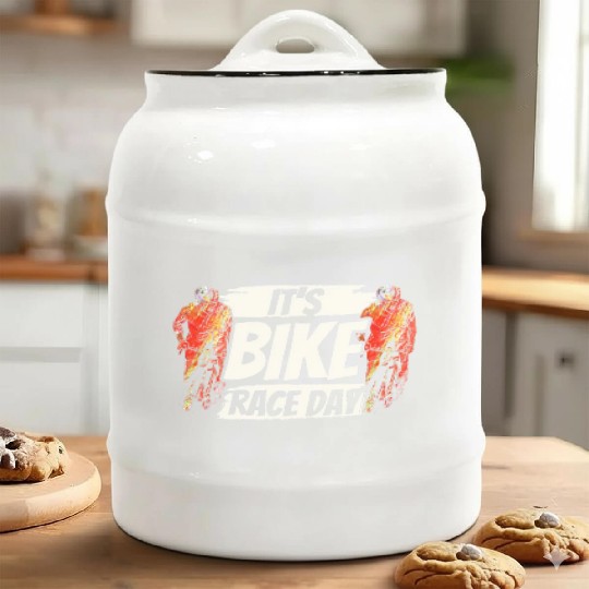 It's Bike Race Day Racer Racing Bicycle Cycling Ceramic Cookie Jars