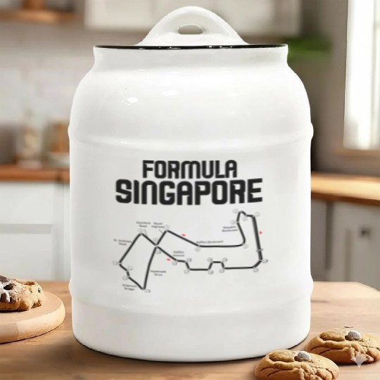 Formula Singapore Racing Circuit Car Map Grand Ceramic Cookie Jars
