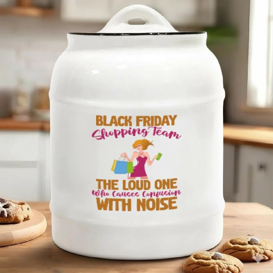 Black Friday Shopping Team 4 Ceramic Cookie Jars