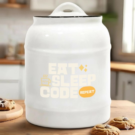 Eat sleep code repeat cool Ceramic Cookie Jars