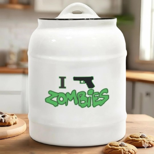 I Shoot Zombies love Ceramic Cookie Jars