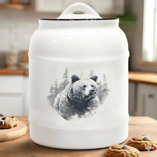 Majestic Forest Bear Ceramic Cookie Jars