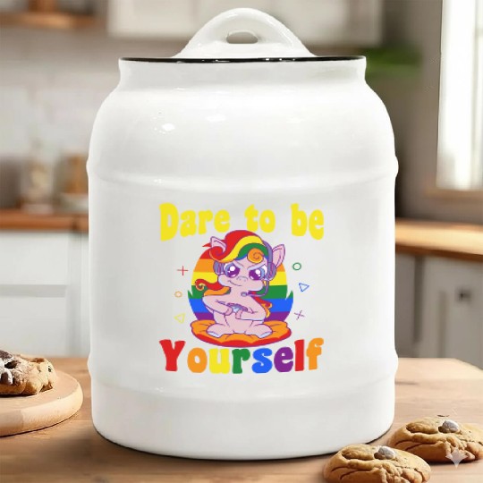 Dare to be Gaymer Lesbian Girl Gamer gift Ceramic Cookie Jars