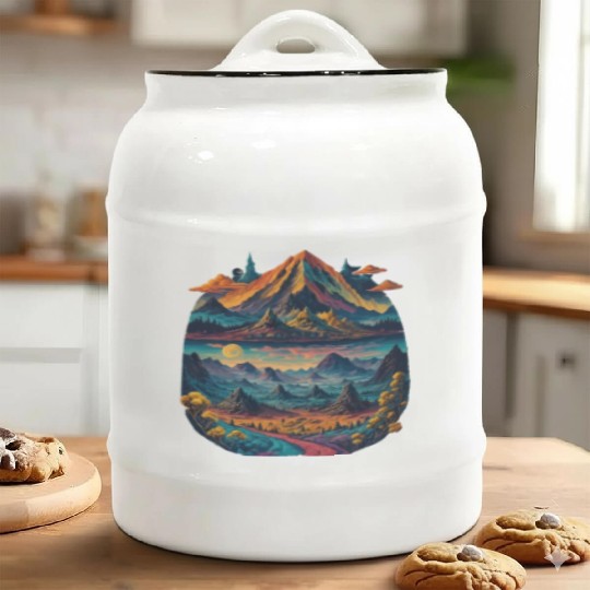 Psychedelic dream illustration Ceramic Cookie Jars