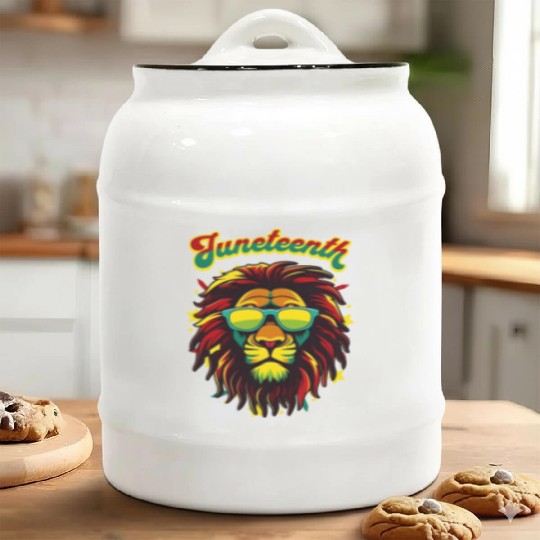 Juneteenth Lion Celebrate Black Freedom 1865 Histo Ceramic Cookie Jars