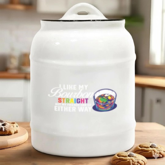 LGBT Proud Ally I Like My Bourbon Straight LGBTQ Ceramic Cookie Jars