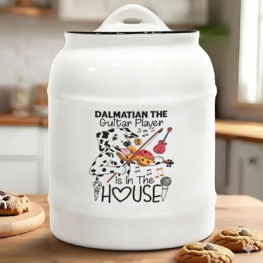 Dalmatian The Guitar Player Is In The House Ceramic Cookie Jars