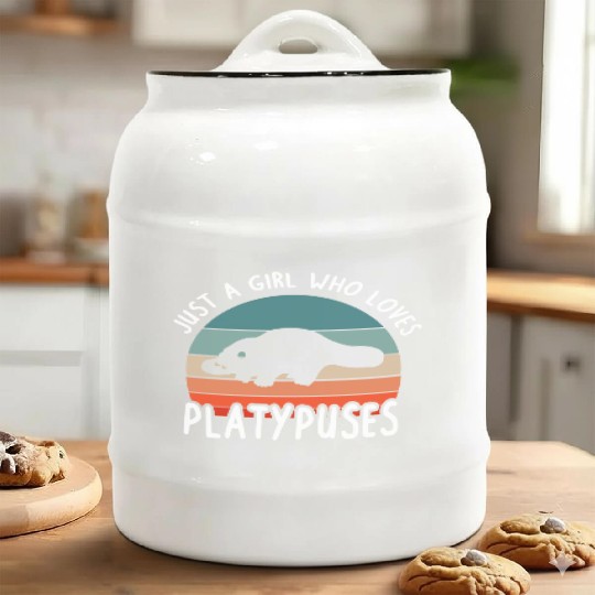 Girl Platypus Lover Illustration Animal Ceramic Cookie Jars