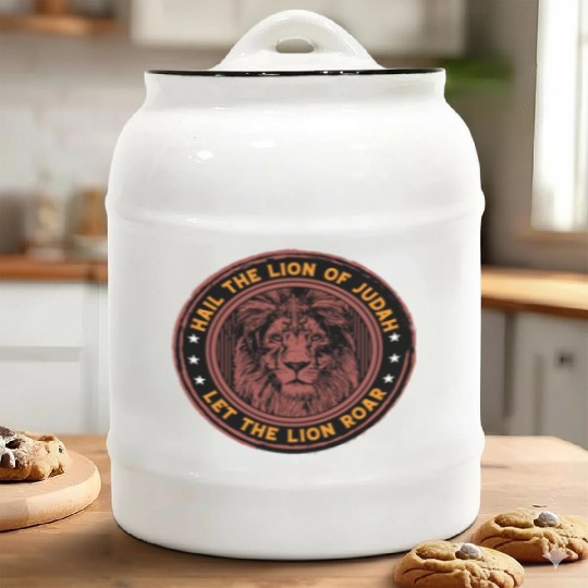 Hail the lion of Judah let the lion roar christ Ceramic Cookie Jars