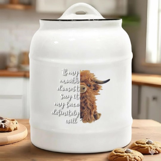 Scottish Highland Cow Ceramic Cookie Jars