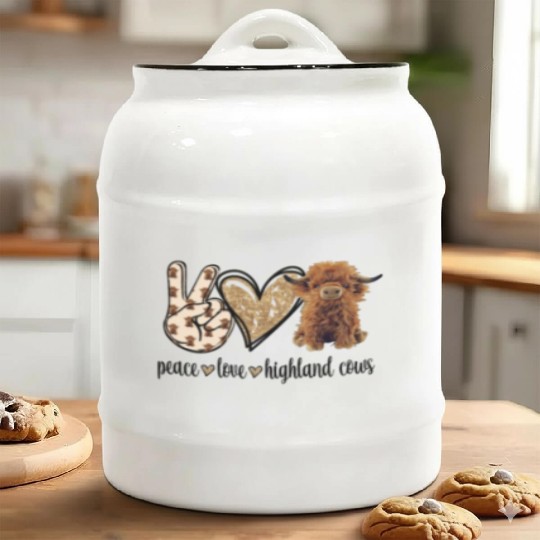 Scottish Highland Cow Ceramic Cookie Jars