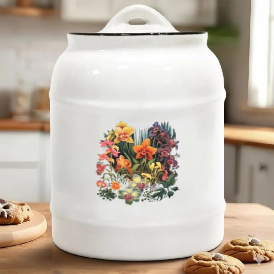 Orchids Flowers Garden Blossom Orchid Lover Ceramic Cookie Jars