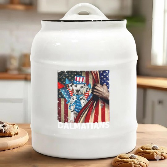 Dalmatian 4th of July pride flag Ceramic Cookie Jars