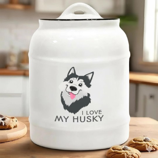 Funny Dog I Love My Husky Ceramic Cookie Jars