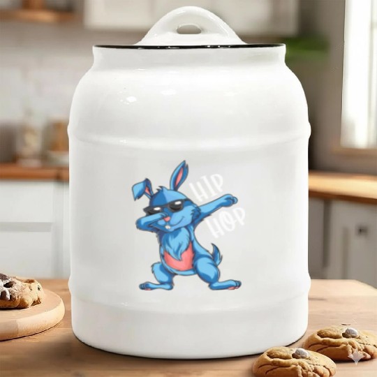 Hip Hop Dabbing Bunny Easter Day Ceramic Cookie Jars