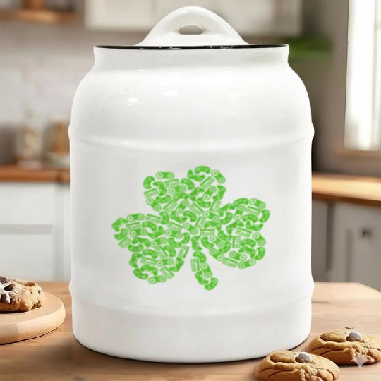 Gamer Game Shamrock St Patricks Day Irish Ceramic Cookie Jars