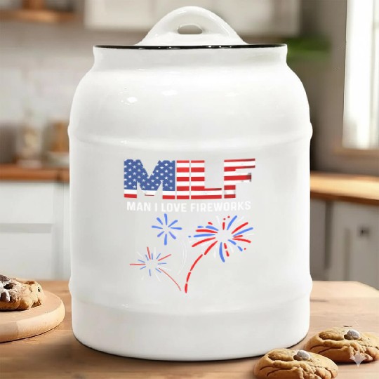 MILF Man I Love Fireworks Funny American Patriotic Ceramic Cookie Jars