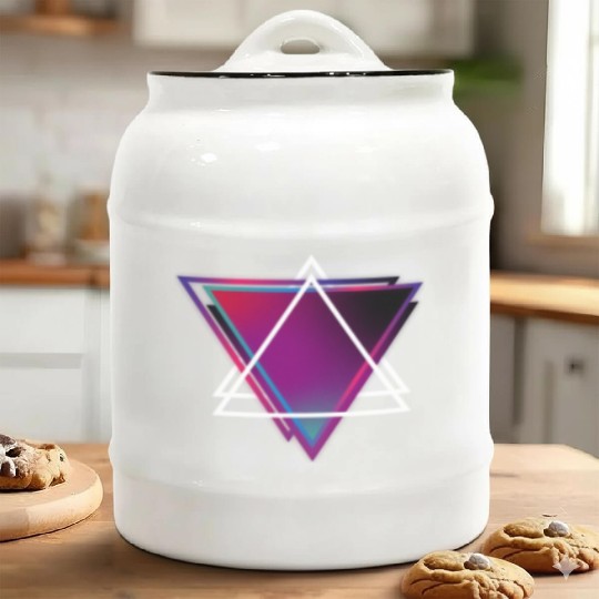 "Triangle Bliss: Geometric Marvel Ceramic Cookie Jars"