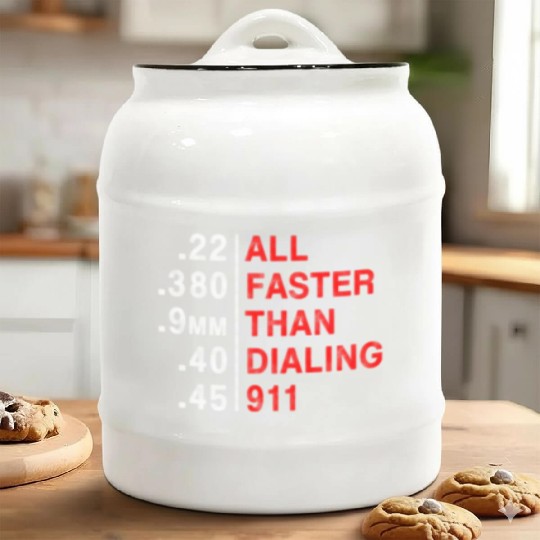 All Faster Than Dialing 911 Weapon Bullet Ammo Ceramic Cookie Jars