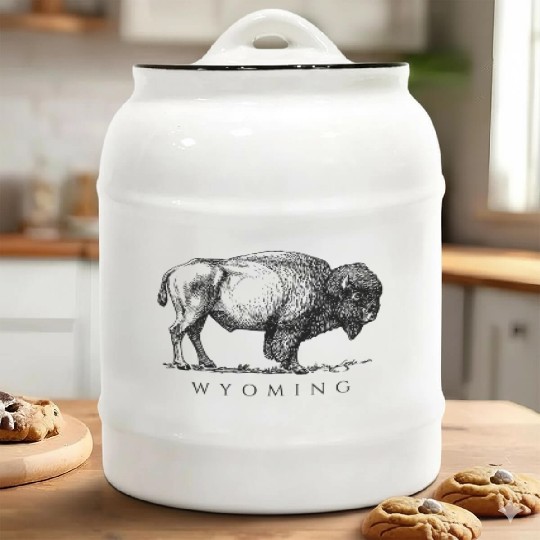 Wyoming With A Buffalo Ceramic Cookie Jars