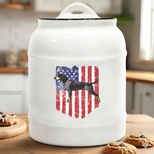American Flag Bluetick Coonhound 4Th Of July Usa Ceramic Cookie Jars