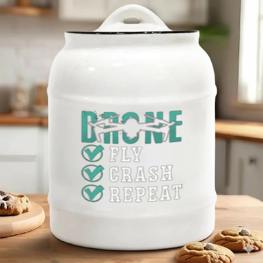 Drone Racing Fly Crash Repeat Fpv Race Quadcopter Ceramic Cookie Jars