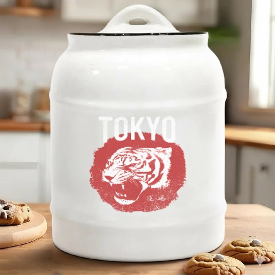 Tokyo Tiger Head Distressed Ceramic Cookie Jars