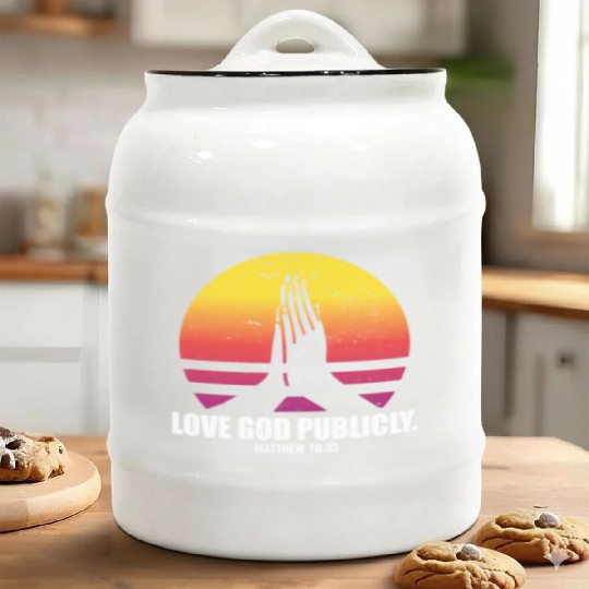 Love God Publicly Bible Verse Quote Jesus Church Ceramic Cookie Jars