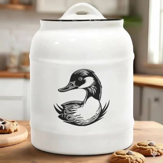 Duck Bird Nature Pond Ceramic Cookie Jars