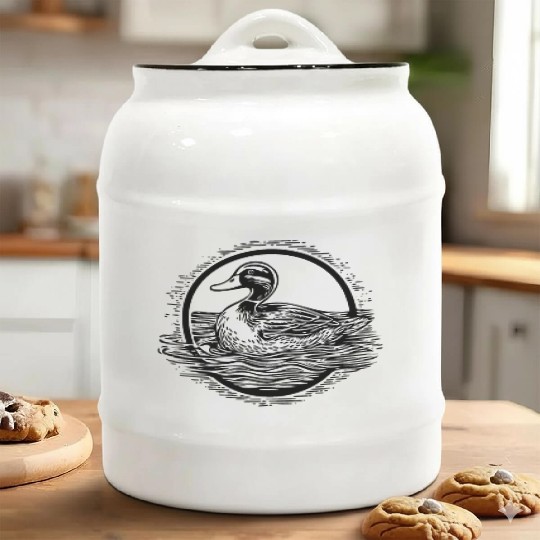 Duck Bird Nature Pond Ceramic Cookie Jars