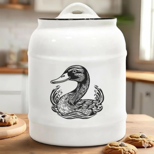 Duck Bird Nature Pond Ceramic Cookie Jars