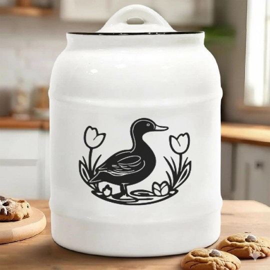 Duck Bird Nature Pond Ceramic Cookie Jars