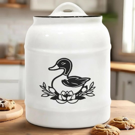 Duck Bird Nature Pond Ceramic Cookie Jars