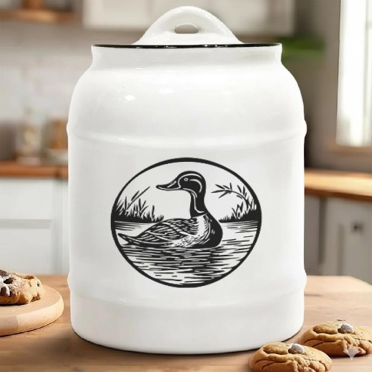 Duck Bird Nature Pond Ceramic Cookie Jars