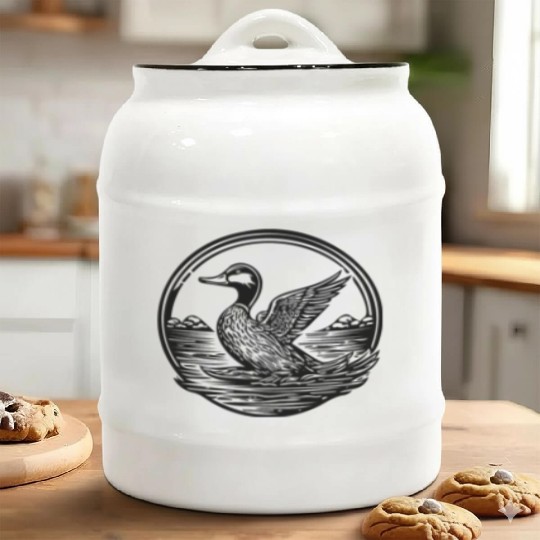 Duck Bird Nature Pond Ceramic Cookie Jars