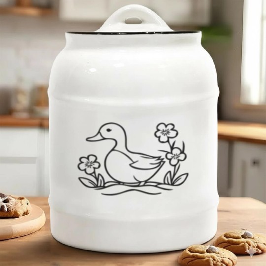 Duck Bird Nature Pond Ceramic Cookie Jars