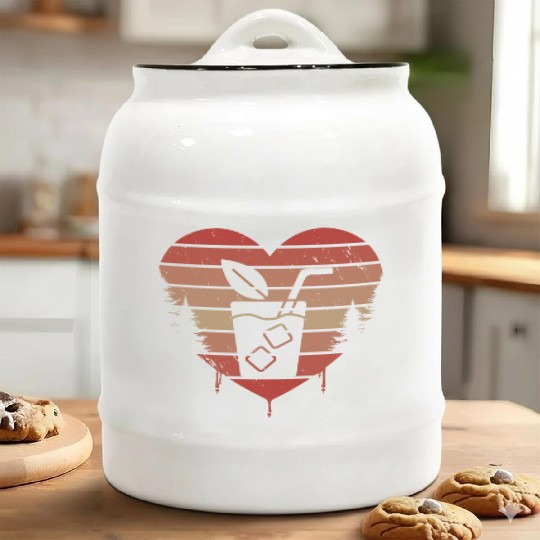 Cute Red Vintage Heart Sweet Tea Valentine Day Ceramic Cookie Jars