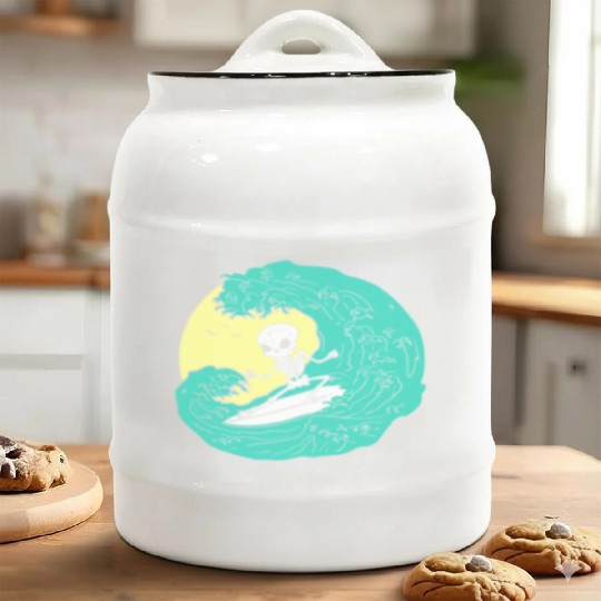 Skeleton surfing on Wave Ceramic Cookie Jars
