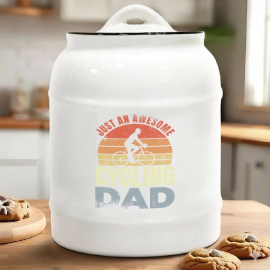 Just An Awesome Cycling Dad Ceramic Cookie Jars