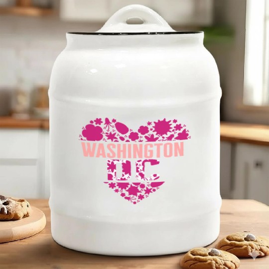 Washington DC Ceramic Cookie Jars, Cherry Blossom Heart Floral