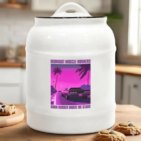 Vintage 80s Graphic Retrowave Muscle Car Racing Ceramic Cookie Jars