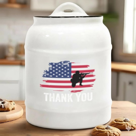 Thank You Us Flag Memorial Day Ceramic Cookie Jars